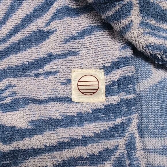 Marine Layer Terry Cloth Shirt Mens L Blue Palm Button Up Short Sleeve NEW NWT - Picture 4 of 13